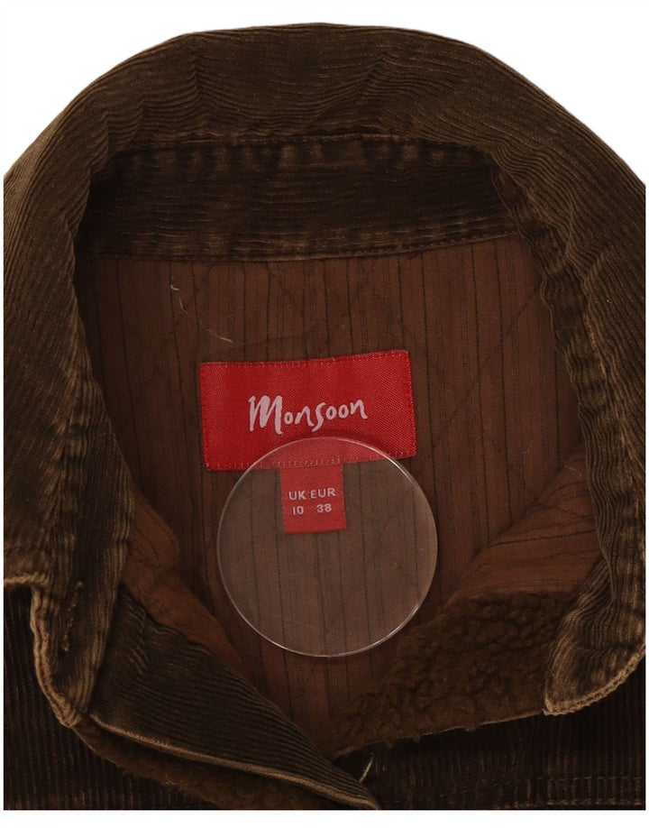 MONSOON Womens Corduroy Jacket UK 10 Small  Brown Cotton