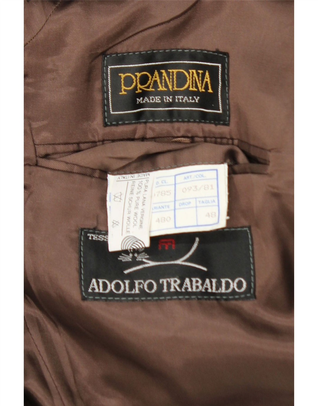 Prandina Mens Trench Coat IT 48 Medium Brown Check Virgin Wool