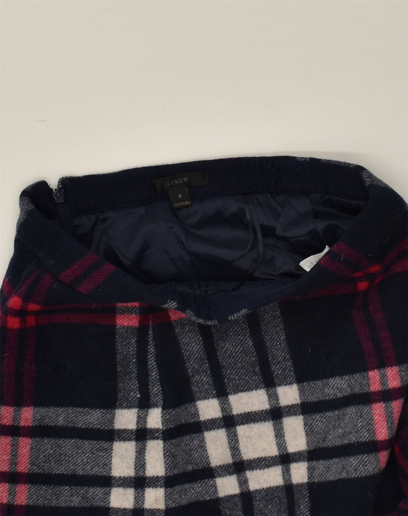 J. CREW Womens Wrap Skirt US 0 XS W26 Navy Blue Check Wool | Vintage J. Crew | Thrift | Second-Hand J. Crew | Used Clothing | Messina Hembry 