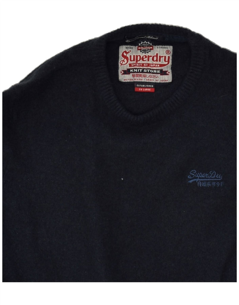 SUPERDRY Boys Crew Neck Jumper Sweater 15-16 Years 2XL Navy Blue Lambswool | Vintage Superdry | Thrift | Second-Hand Superdry | Used Clothing | Messina Hembry 