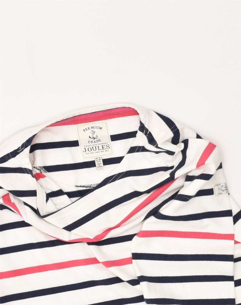 JOULES Womens Premium Top Long Sleeve UK 10 Small White Striped Cotton | Vintage Joules | Thrift | Second-Hand Joules | Used Clothing | Messina Hembry 