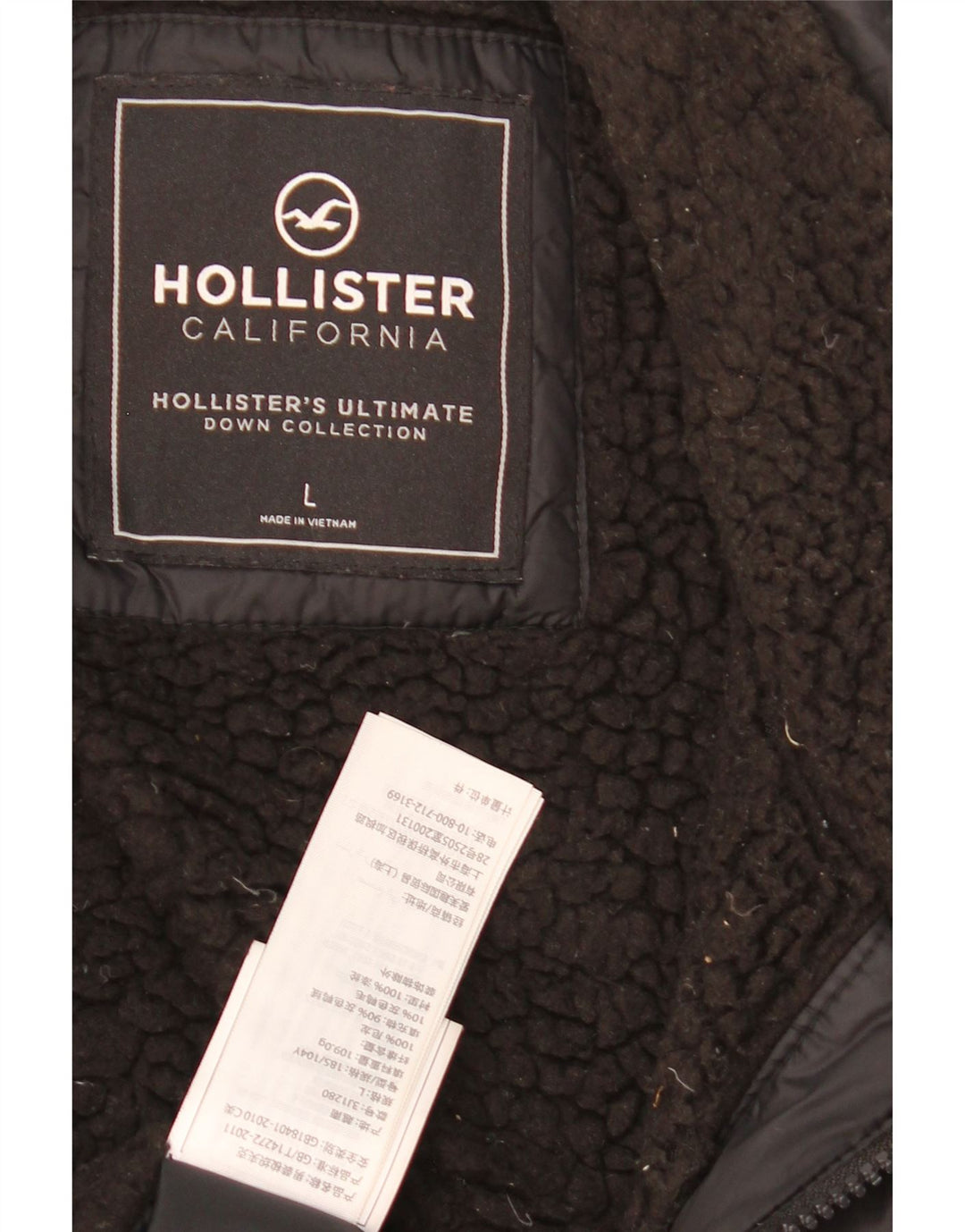 Hollister Mens Graphic Padded Jacket UK 40 Large Black