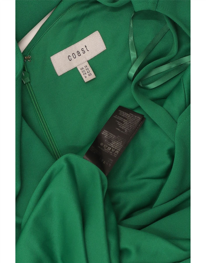 Coast Womens Ruffle Front Bodycon Dress UK 14 Medium Green Polyester
