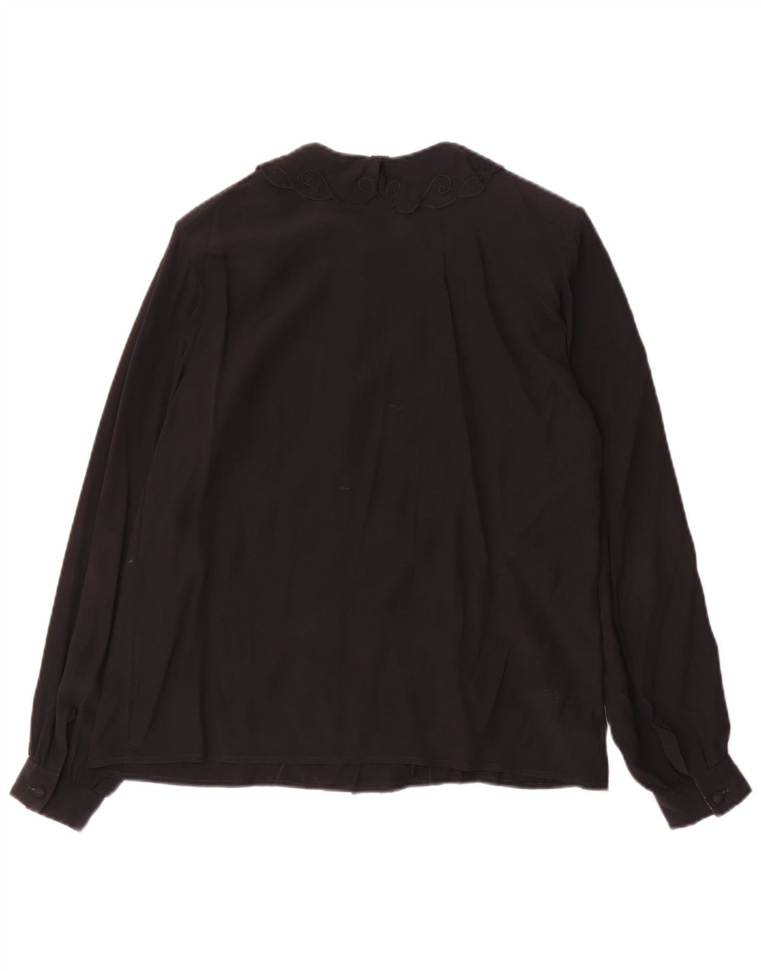 Vintage Womens Shirt Blouse UK 12 Medium Black Acetate