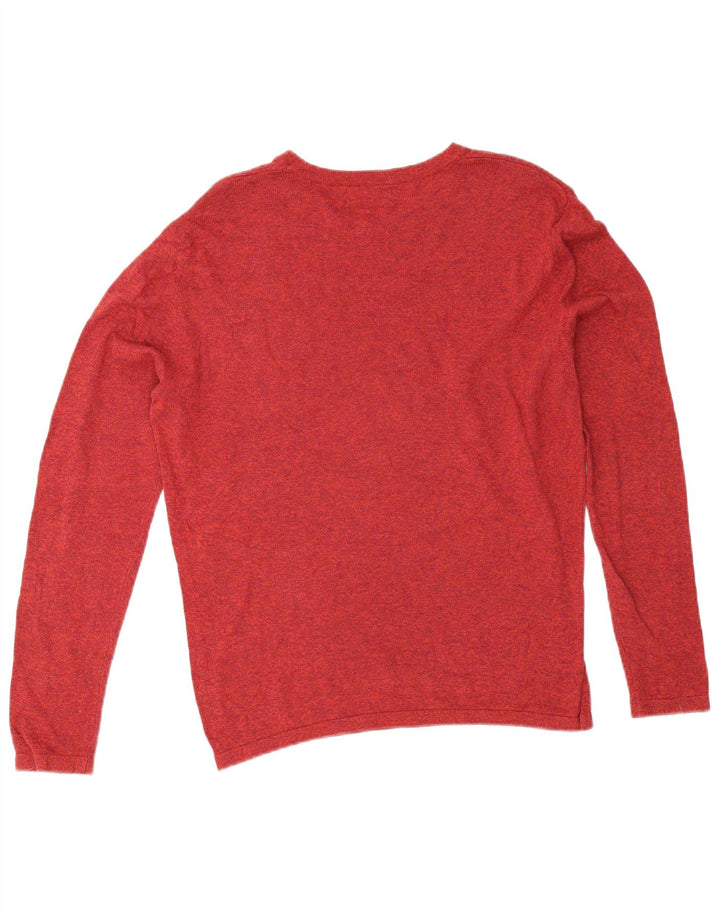 Zara Mens Boat Neck Jumper Sweater Medium Red Flecked
