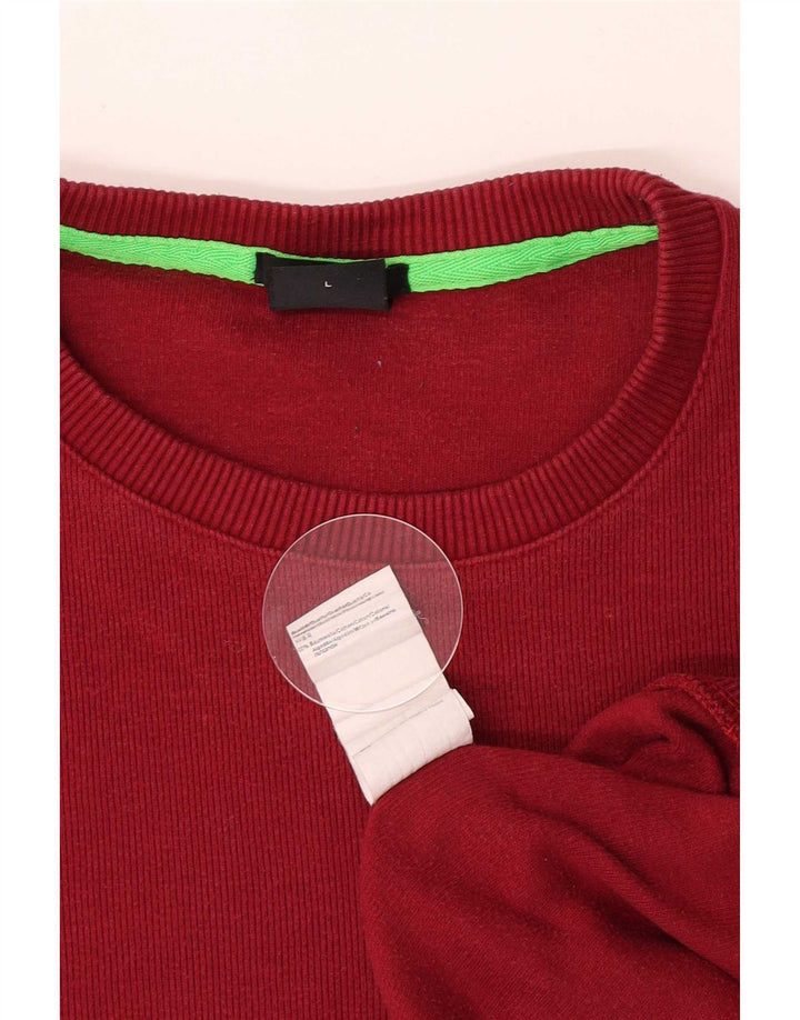 Hugo Boss Mens Regular Fit Sweatshirt Jumper Large Burgundy Cotton