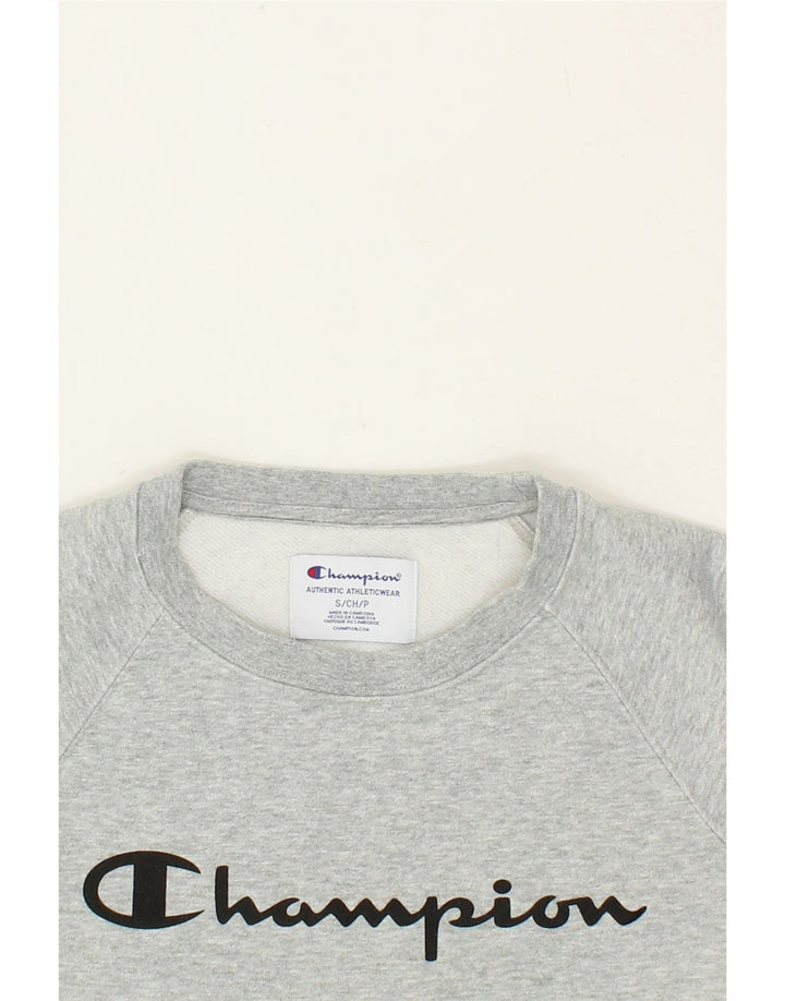 CHAMPION Womens Graphic Sweatshirt Jumper UK 10 Small Grey Cotton Vintage Champion and Second-Hand Champion from Messina Hembry 