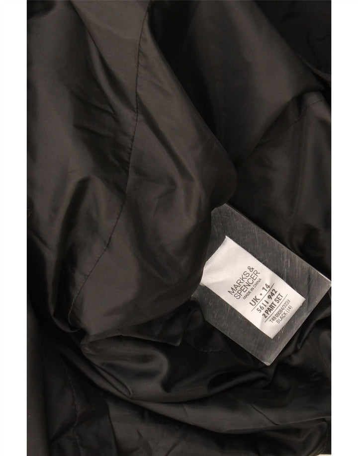 Marks & Spencer Womens Trench Coat UK 14 Large Black Polyester