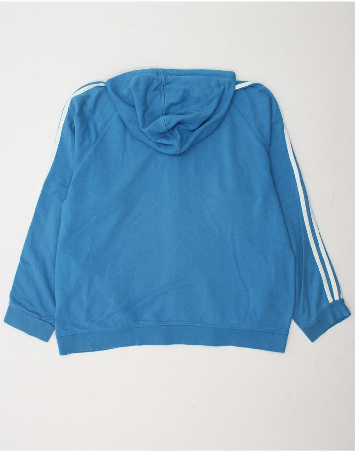 ADIDAS Mens Zip Hoodie Sweater XL Blue Cotton