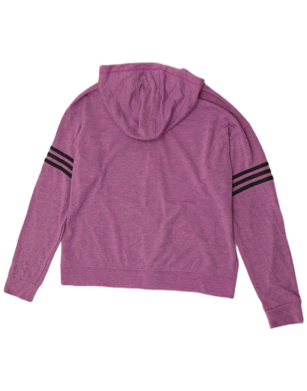 Adidas Womens Oversized Zip Hoodie Sweater UK 16/18 Large Purple Polyester
