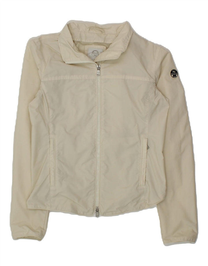 NORTH SAILS Womens Tracksuit Top Jacket UK 14 Medium Off White Polyamide Vintage North Sails and Second-Hand North Sails from Messina Hembry 