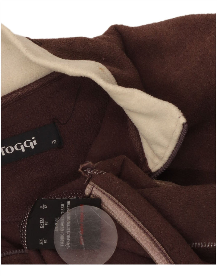 TOGGI Womens Zip Neck Fleece Jumper UK 12 Medium Brown Polyester