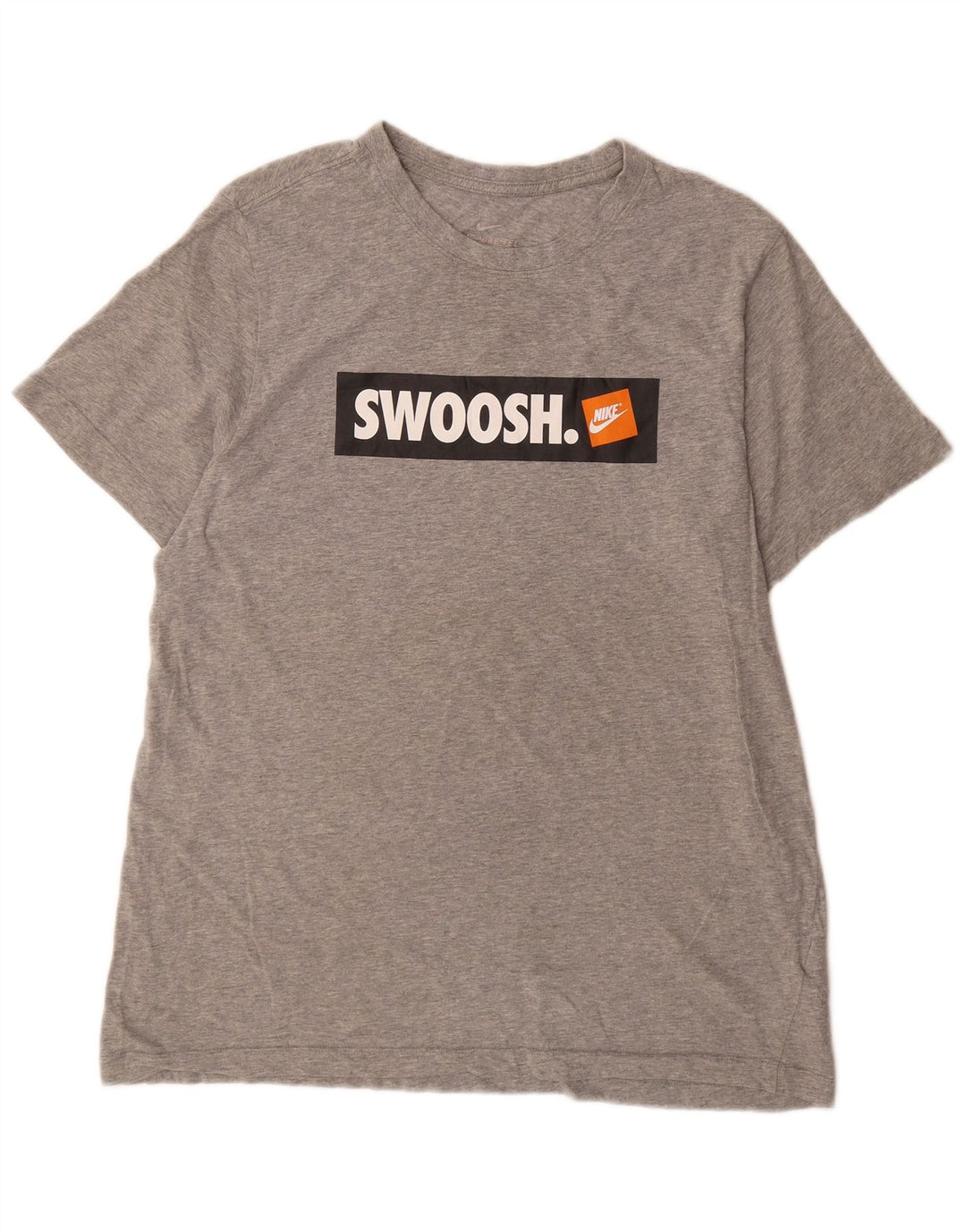 Nike Mens Swoosh Graphic T-Shirt Top Large Grey Cotton