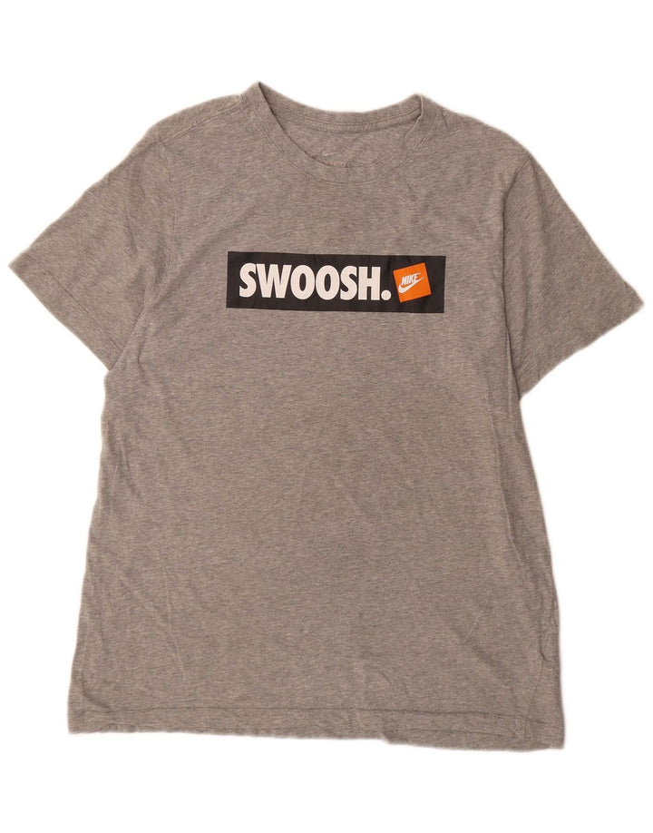 Nike Mens Swoosh Graphic T-Shirt Top Large Grey Cotton
