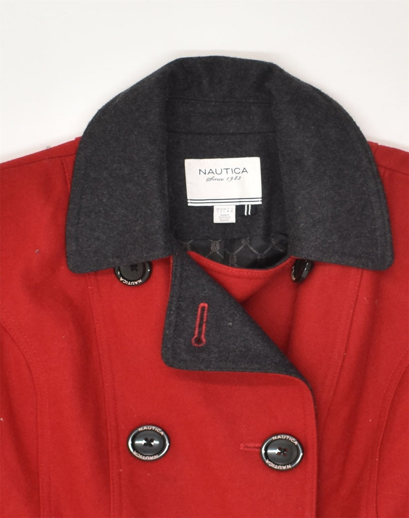 NAUTICA Womens Pea Coat UK 16 Large Red Wool | Vintage Nautica | Thrift | Second-Hand Nautica | Used Clothing | Messina Hembry 