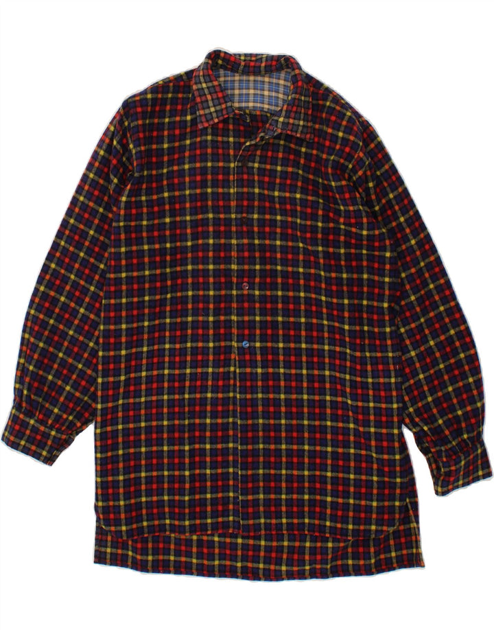 VINTAGE Mens Tall Shirt Medium Multicoloured Check Vintage Vintage and Second-Hand Vintage from Messina Hembry 