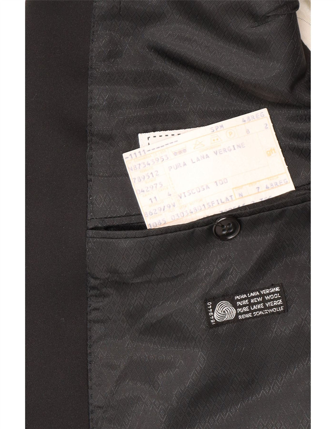 Profilo Mens Double Breasted Blazer Jacket IT 48 Medium Black Virgin Wool