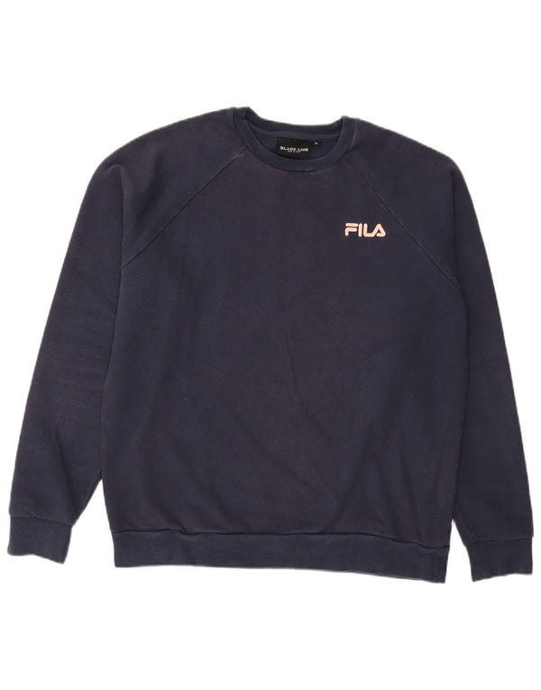 Fila Mens Sweatshirt Jumper Large Navy Blue Cotton