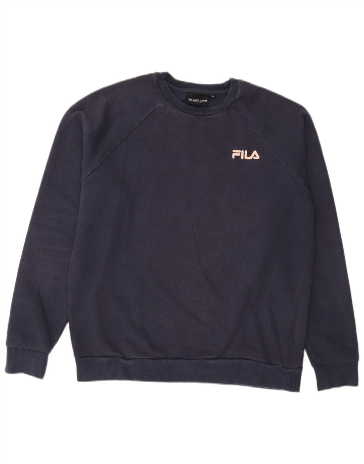 Fila Mens Sweatshirt Jumper Large Navy Blue Cotton