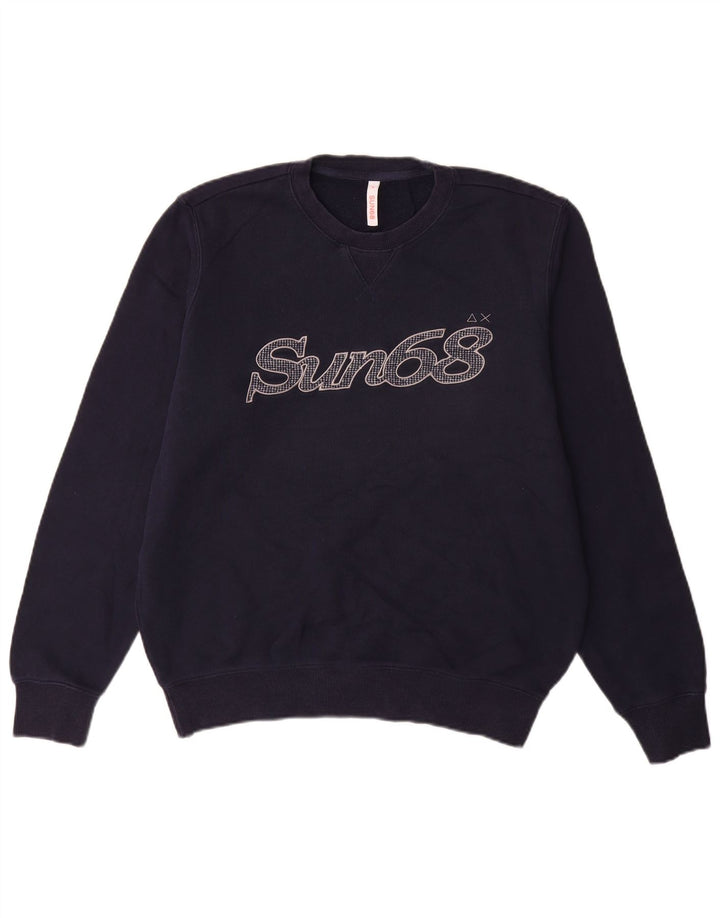 Sun68 Mens Graphic Sweatshirt Jumper Medium Navy Blue Cotton