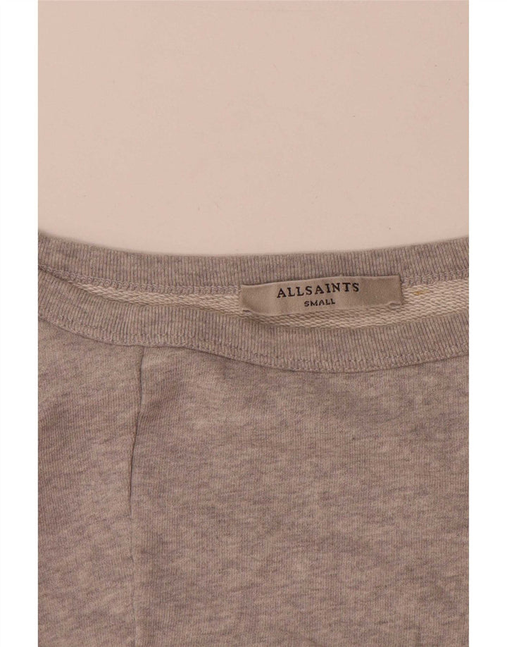All Saints Womens Oversized Sweatshirt Jumper UK 10 Small Grey Cotton