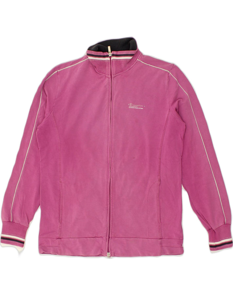 CHAMPION Womens Tracksuit Top Jacket UK 16 Large Pink Cotton | Vintage Champion | Thrift | Second-Hand Champion | Used Clothing | Messina Hembry 