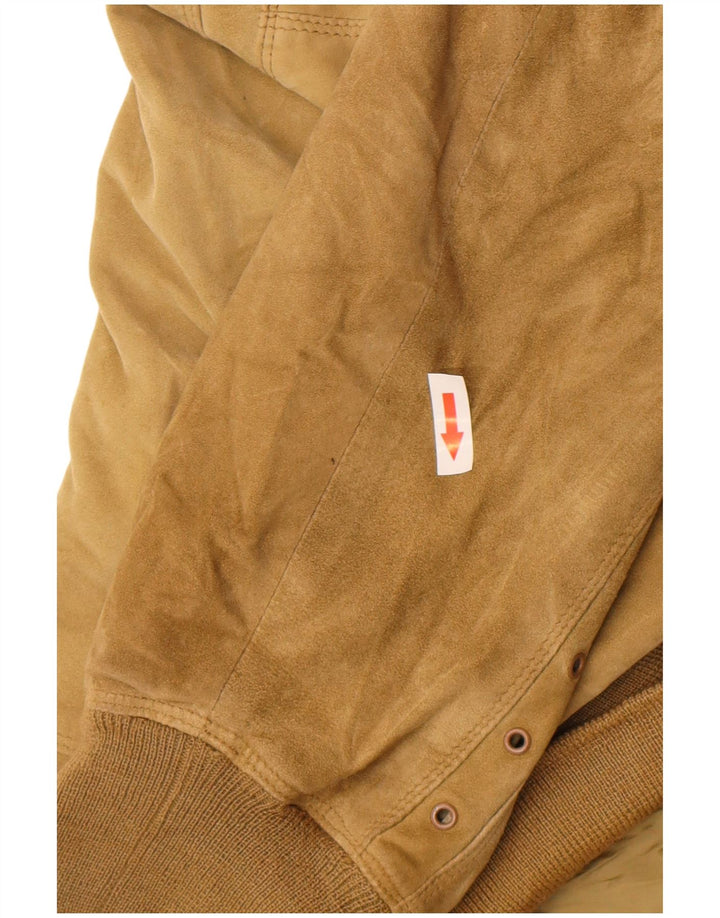 Gianni Versace Womens Loose Fit Suede Bomber Jacket UK 38 Medium Beige