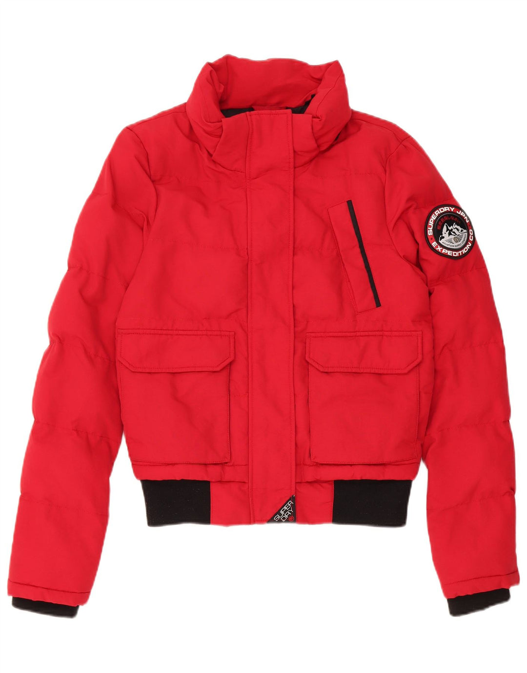 Superdry Womens Oversized Padded Jacket UK 8 Small Red Colourblock Nylon
