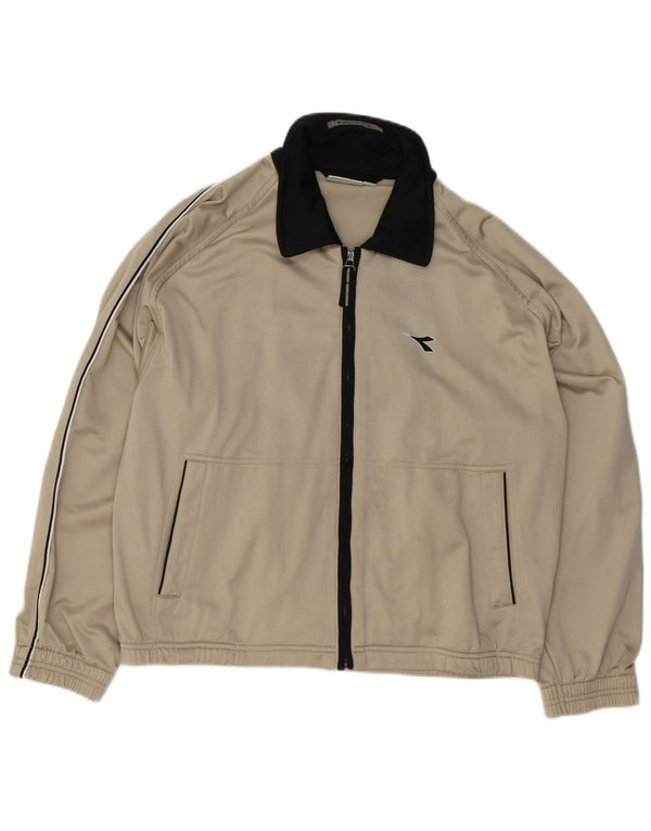 Diadora Mens Loose Fit Tracksuit Top Jacket UK 38 Medium Green Polyester