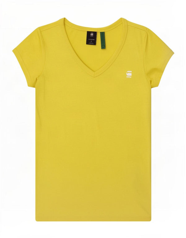 G-Star Womens Short Sleeve Regular T-Shirt Top UK 10 Small Yellow Cotton
