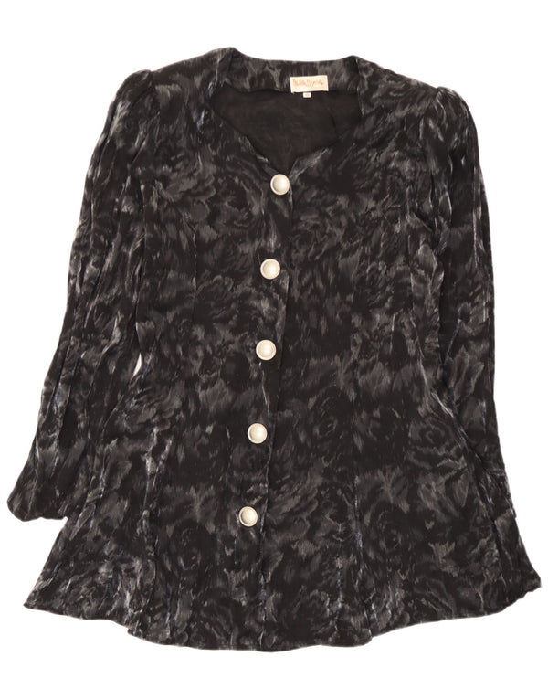 Michele Boyard Womens Longline Shirt Blouse EU 40 Medium Black Floral