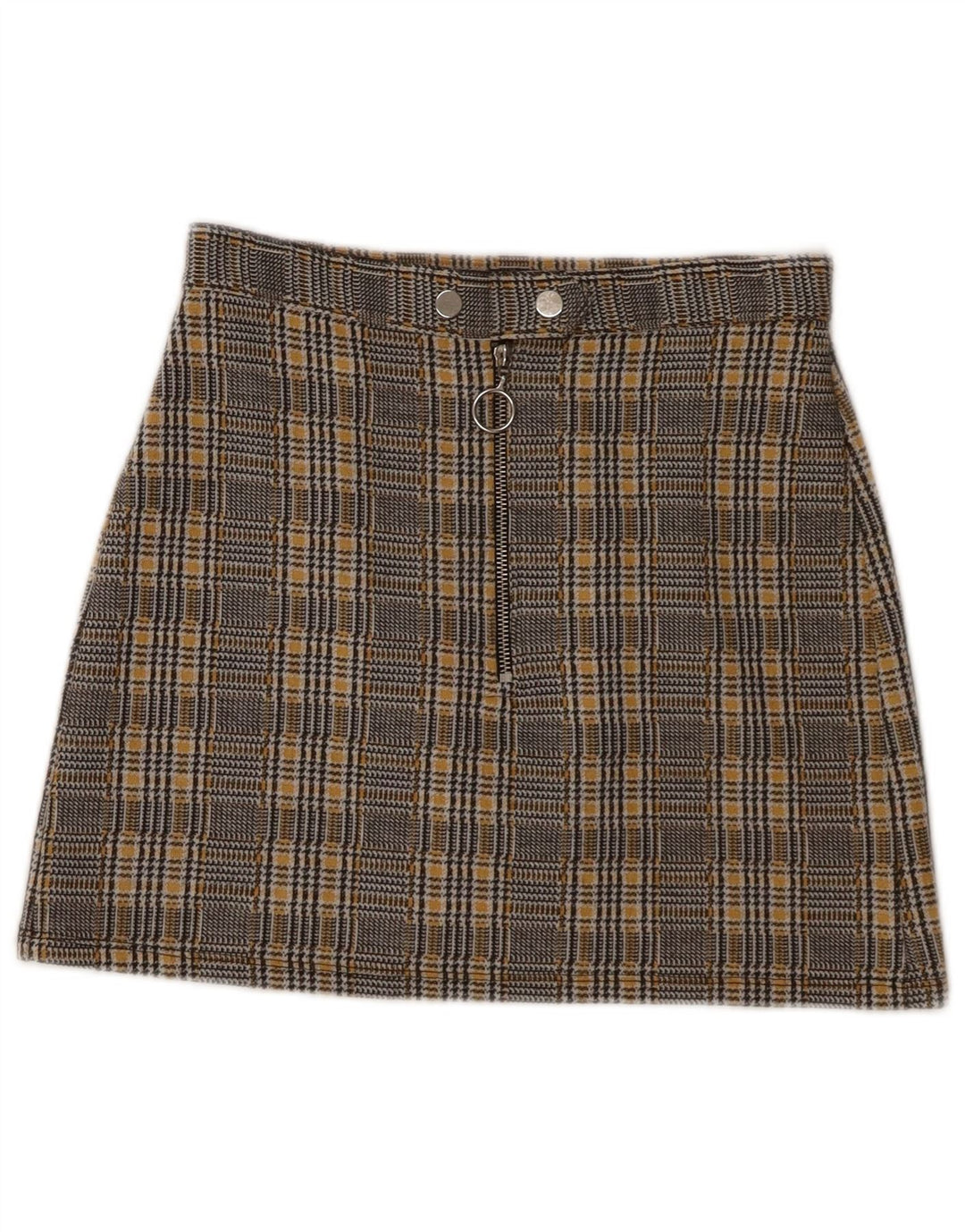 Topshop Womens Mini Skirt UK 8 Small W28 Grey Plaid Polyester