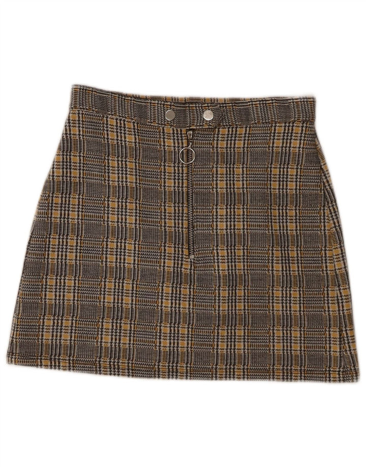 Topshop Womens Mini Skirt UK 8 Small W28 Grey Plaid Polyester