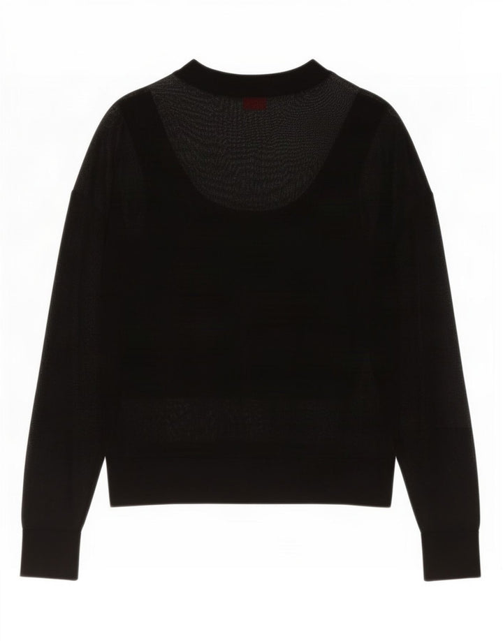 Hugo Boss Womens Top Long Sleeve UK 14 Medium Black