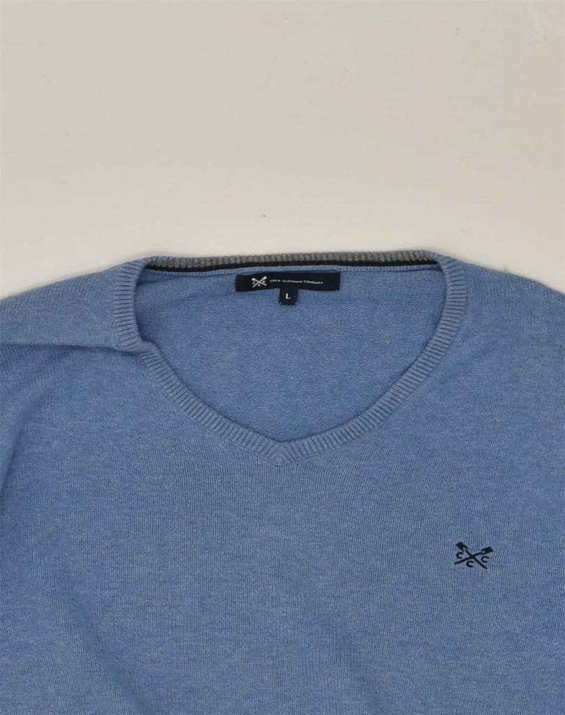 CREW CLOTHING Mens V-Neck Jumper Sweater Large Blue Cotton | Vintage Crew Clothing | Thrift | Second-Hand Crew Clothing | Used Clothing | Messina Hembry 