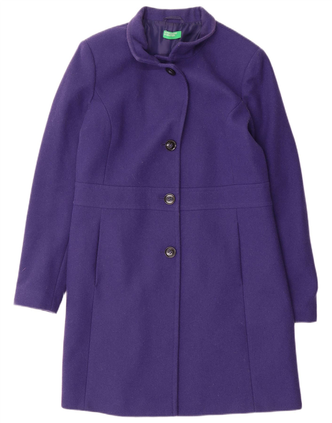 Benetton Womens Overcoat UK 14 Large Purple Wool