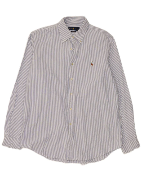 Ralph Lauren Mens Classic Fit Shirt Large Blue Striped Cotton
