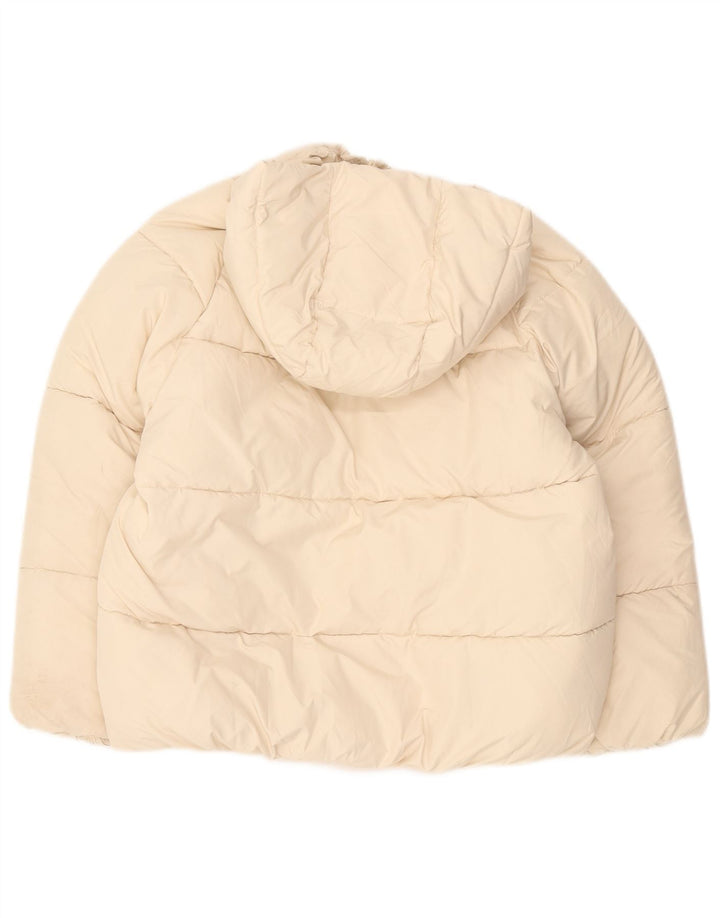 Zara Girls Hooded Padded Jacket 11-12 Years Beige Polyester