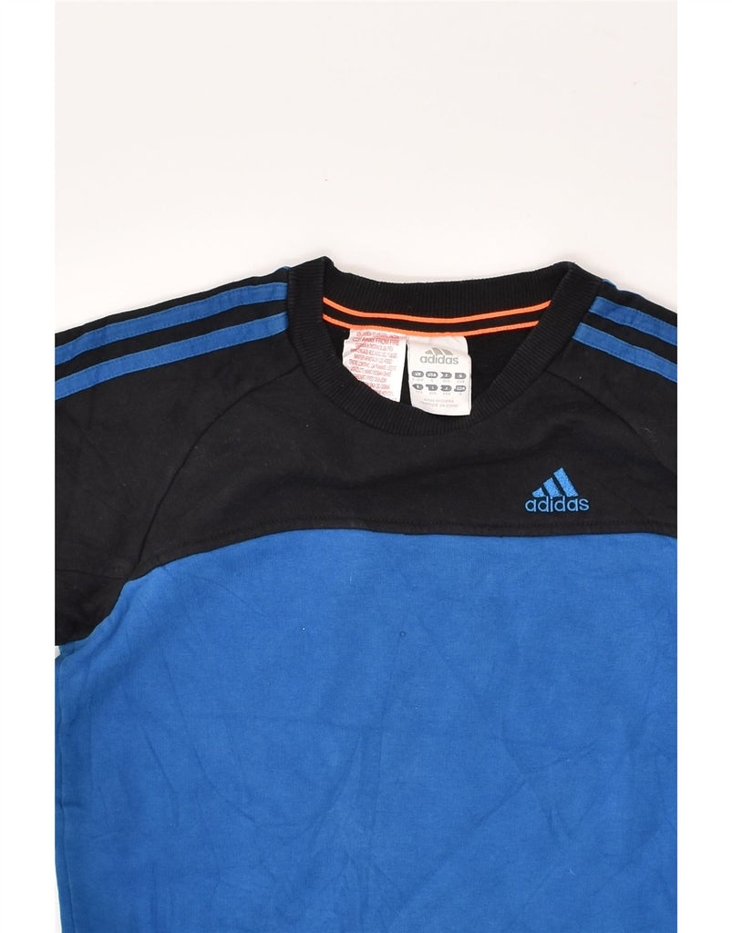 ADIDAS Boys Sweatshirt Jumper 9-10 Years Blue Colourblock Cotton | Vintage Adidas | Thrift | Second-Hand Adidas | Used Clothing | Messina Hembry 