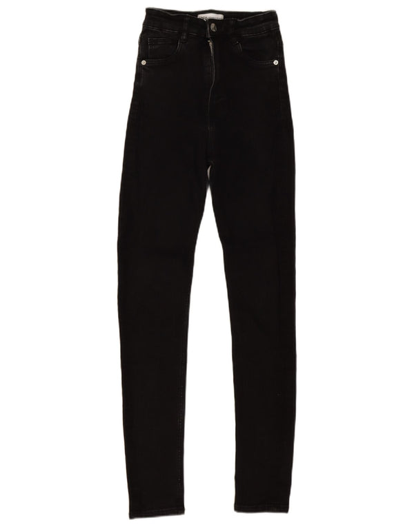 Zara Womens High Waist Skinny Jeans EU 32 2XS W22 L27 Black