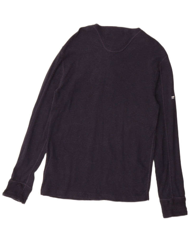 SUPERDRY Mens Top Long Sleeve 2XL Navy Blue Cotton