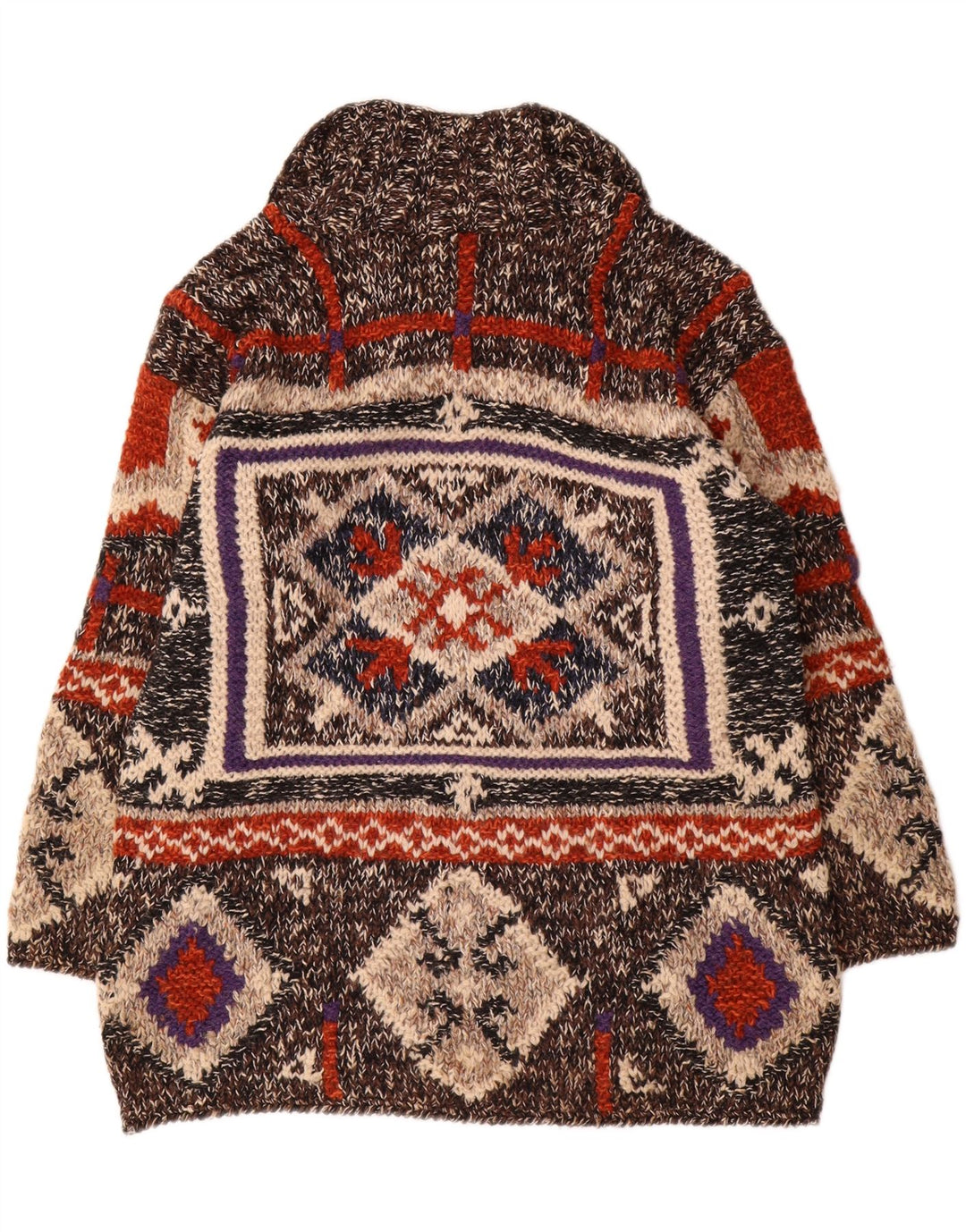 Vintage Mens Polo Neck Jumper Sweater Large Multicoloured Geometric