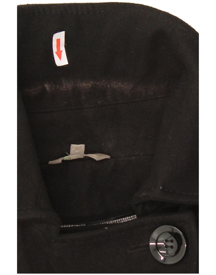 Marks & Spencer Womens Double Breasted Coat UK 14 Large Black Polyester