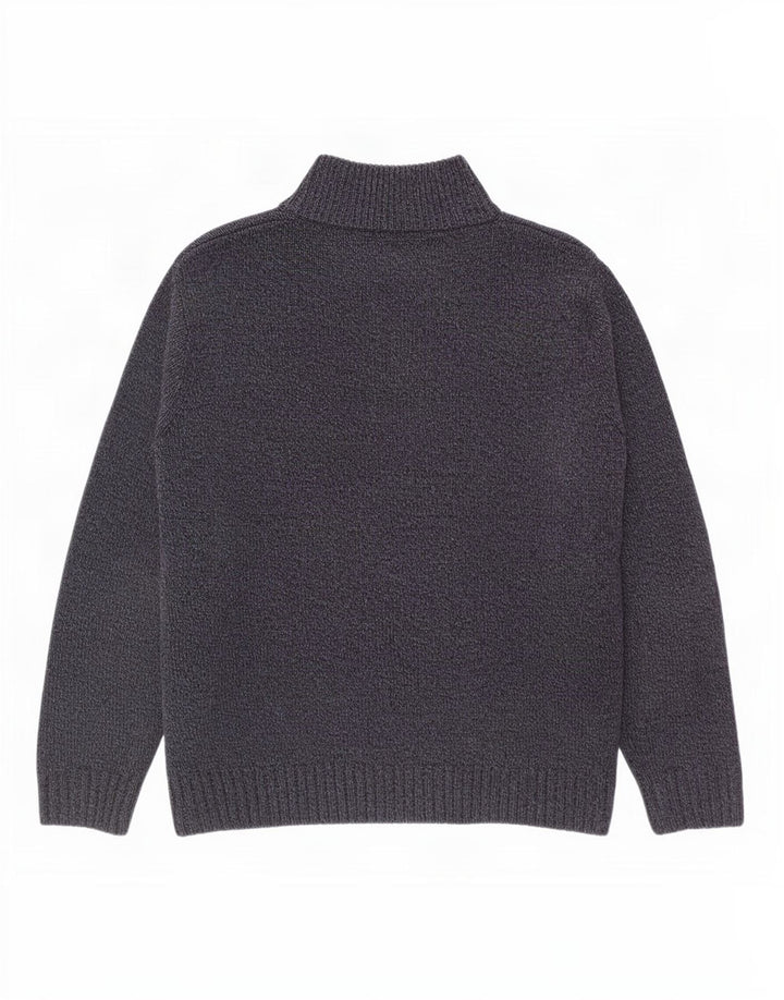 Marks & Spencer Mens Button Neck Jumper Sweater Large Navy Blue Flecked