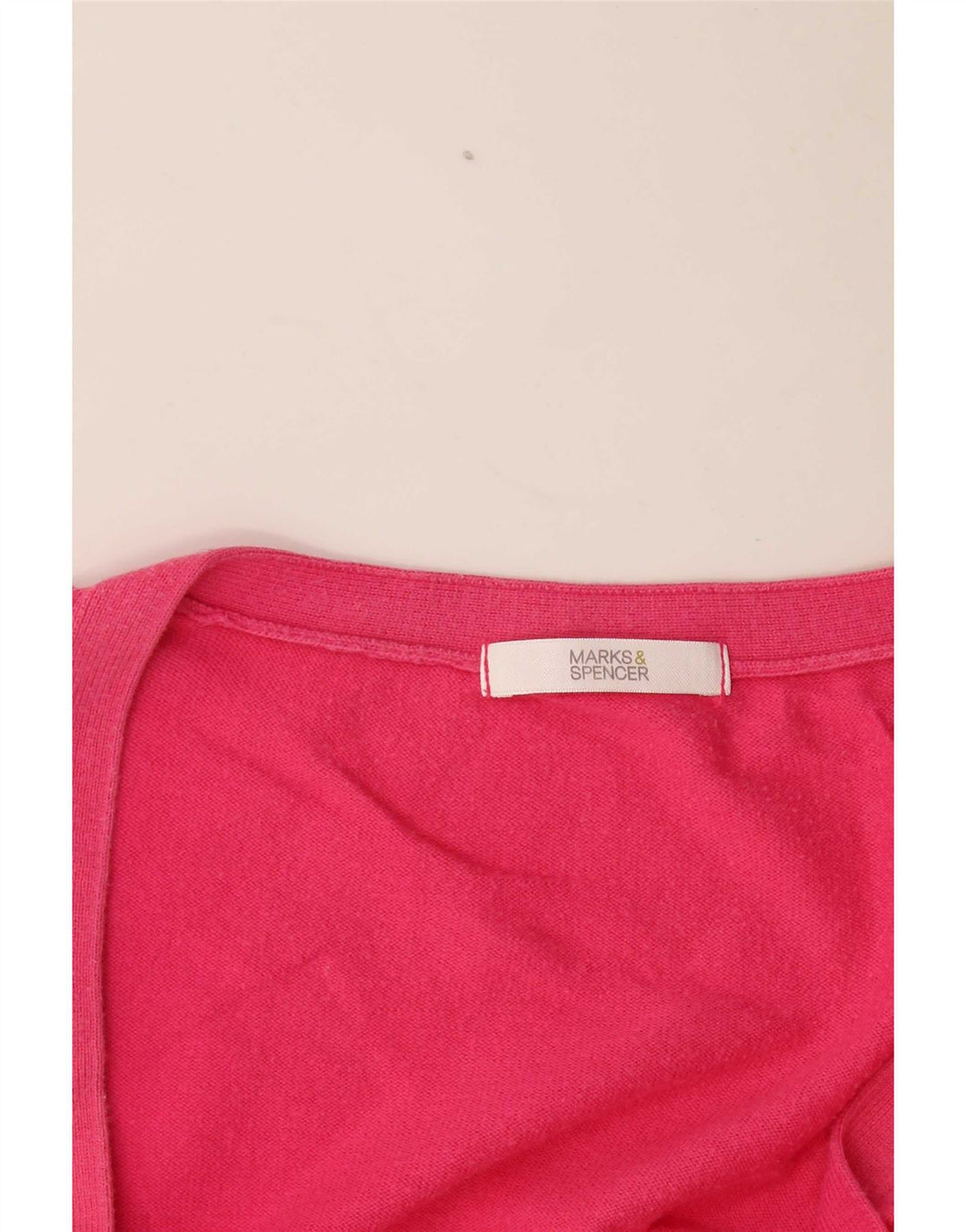 Marks & Spencer Womens Crop Short Sleeve Cardigan Sweater UK 14 Medium Pink