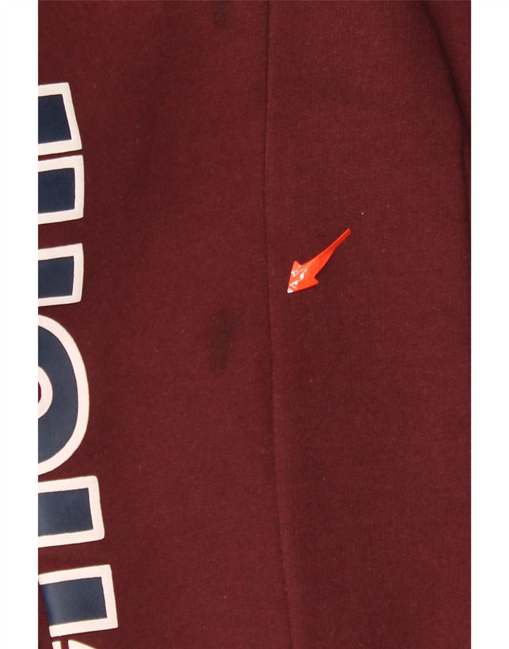 BENCH Mens Graphic Zip Hoodie Sweater EU 52 Large Burgundy Cotton
