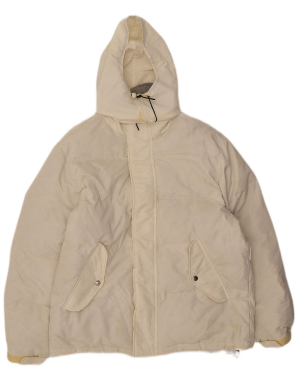 Invicta Mens Hooded Loose Fit Padded Jacket UK 36 Small White Polyester