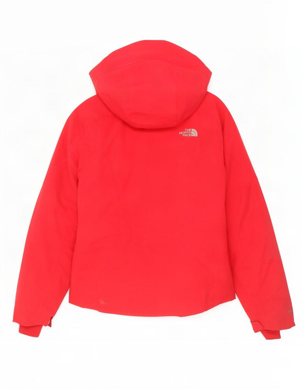 The North Face Womens Hooded Rain Jacket UK 14 Medium Red Nylon