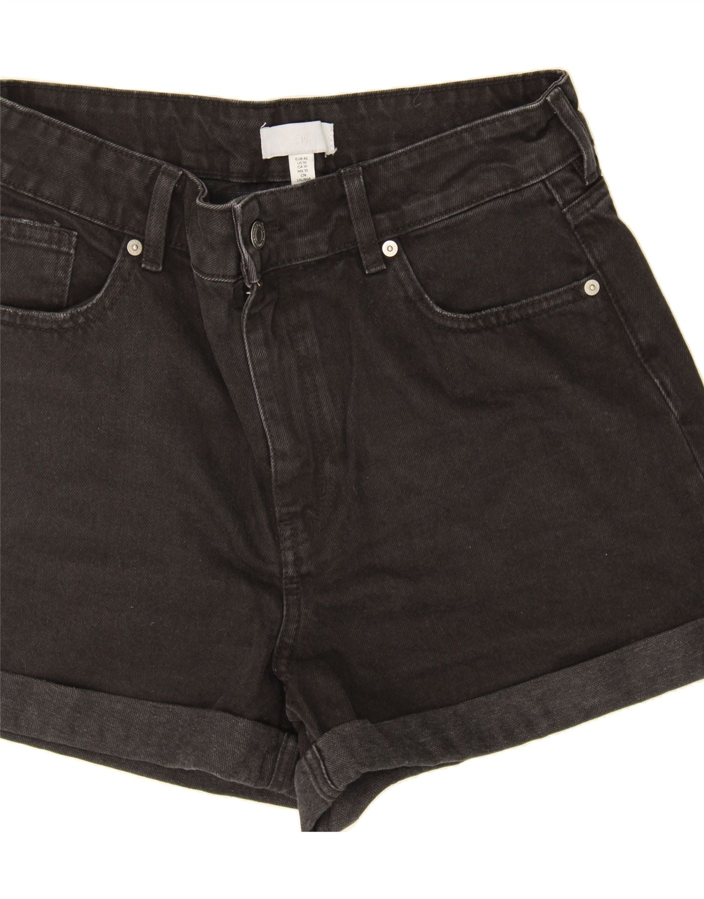 H&M Womens Denim Shorts EU 42 Large W32 Black Vintage Second