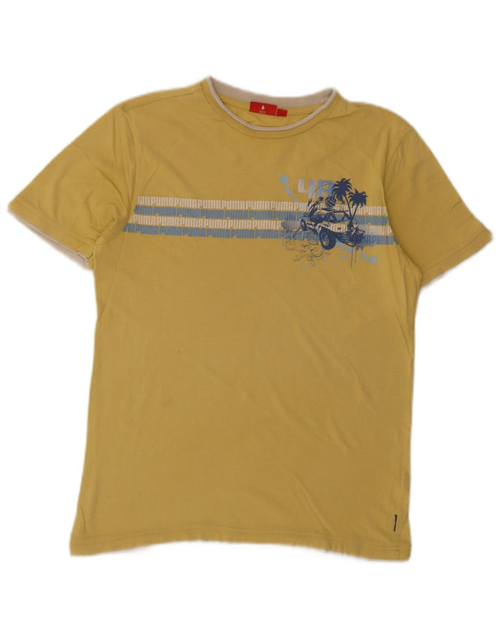 Puma Mens Graphic T-Shirt Top Small Yellow